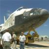 Discovery's departure from hangar
